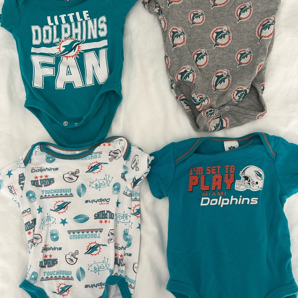 NFL Miami Dolphins Baby Bodysuit Set - Teal, Gray, White